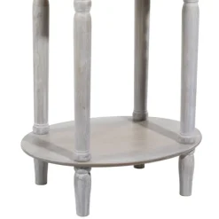 Accent & End Tables-Kirkland's Home Oval Washed Pine Wood Side Table White