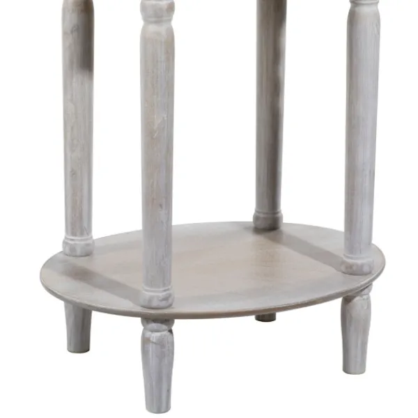 Accent & End Tables-Kirkland's Home Oval Washed Pine Wood Side Table White