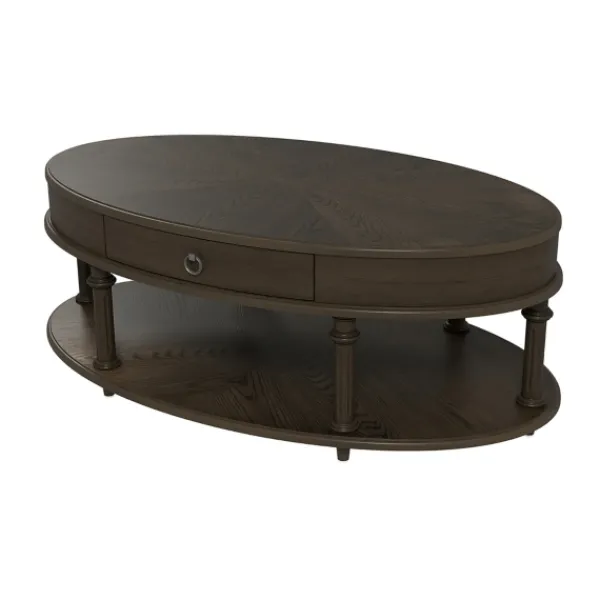 Coffee Tables-Kirkland's Home Oval Wood 2-Tier Coffee Table Brown