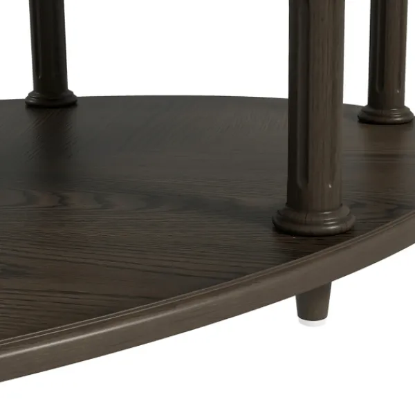 Coffee Tables-Kirkland's Home Oval Wood 2-Tier Coffee Table Brown
