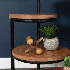 Accent & End Tables-Kirkland's Home Overlapping Acacia Wood Side Table Brown
