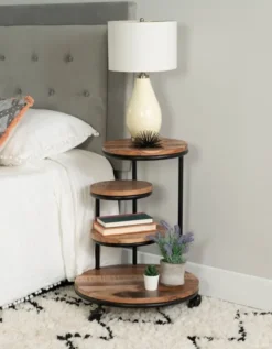 Accent & End Tables-Kirkland's Home Overlapping Acacia Wood Side Table Brown