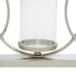 Candle Holders-Kirkland's Home Overlapping Halo Hurricane Candle Runner Silver