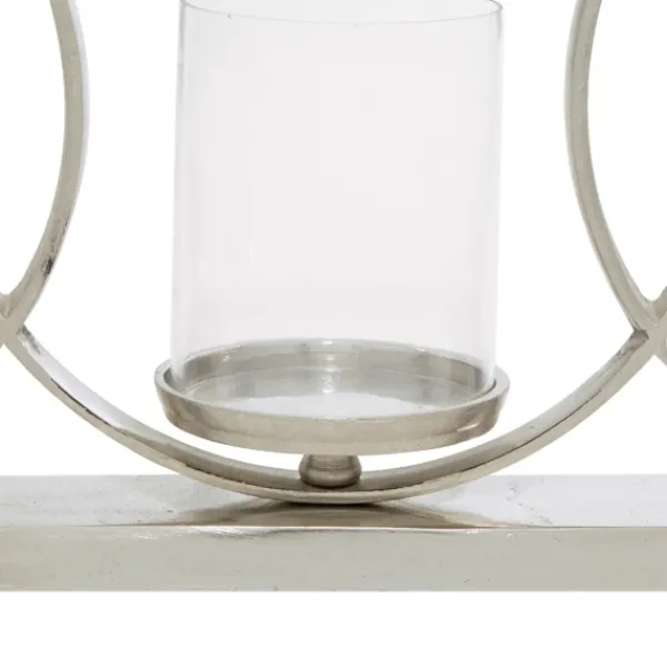 Candle Holders-Kirkland's Home Overlapping Halo Hurricane Candle Runner Silver