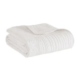 Blankets & Throws-Kirkland's Home Oversized Quilted Scalloped Edge Throw Ivory