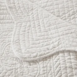 Blankets & Throws-Kirkland's Home Oversized Quilted Scalloped Edge Throw Ivory