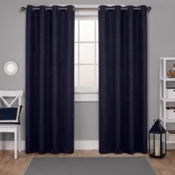 Curtains & Drapes-Kirkland's Home Oxford Navy Thermal Curtain Panel Set, 108 In. Blue