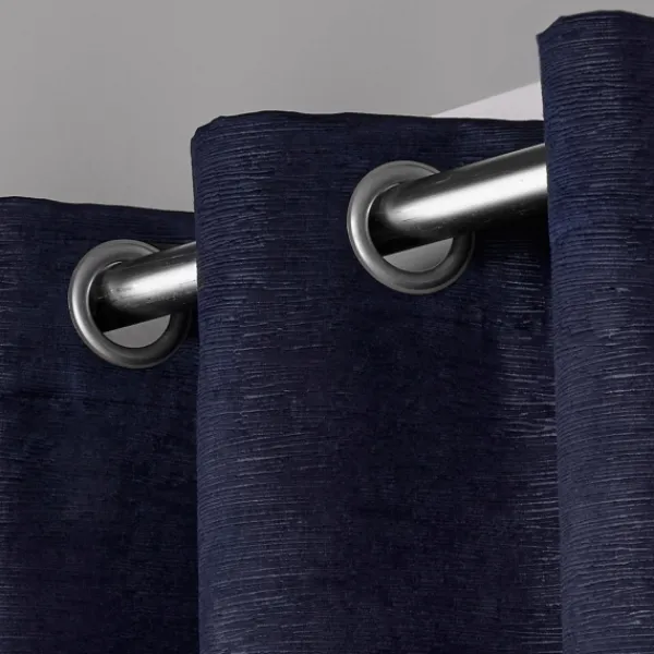 Curtains & Drapes-Kirkland's Home Oxford Navy Thermal Curtain Panel Set, 84 In. Blue