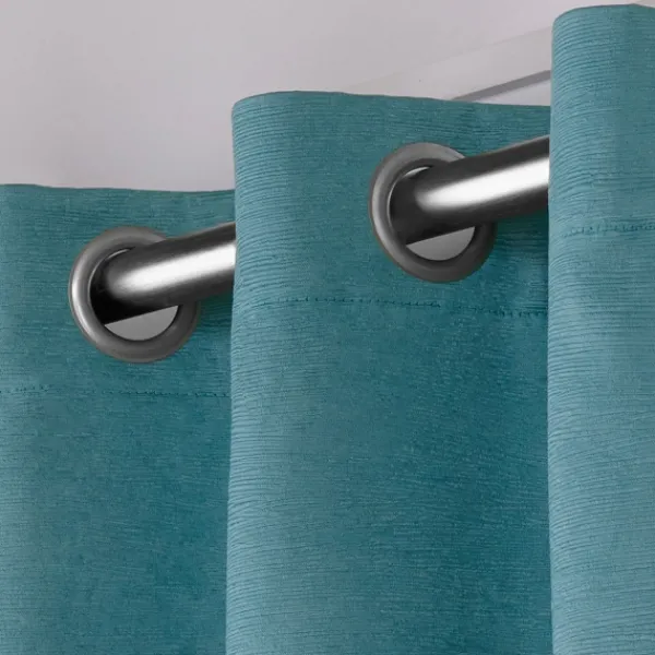 Curtains & Drapes-Kirkland's Home Oxford Teal Thermal Curtain Panel Set, 84 In. Blue/Green