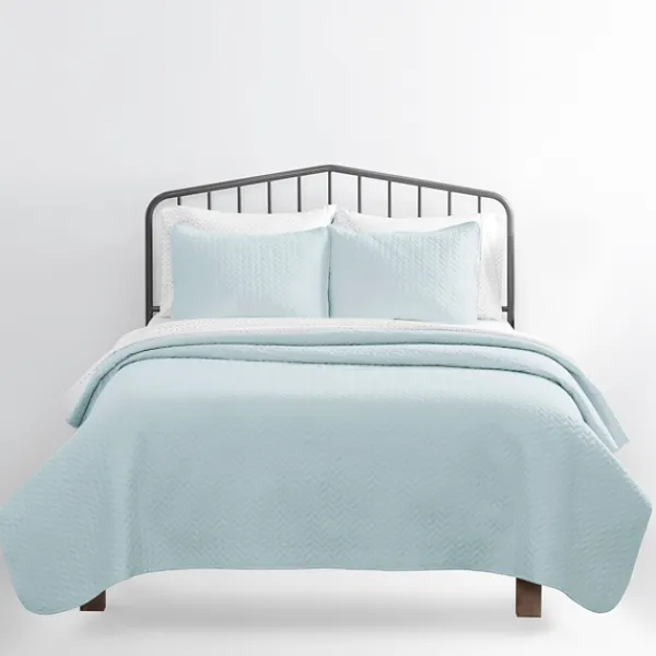 Bedspreads & Coverlets-Kirkland's Home Pale Herring 3-Pc. Queen Quilted Coverlet Set Blue