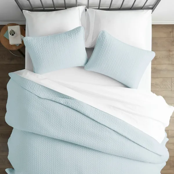 Bedspreads & Coverlets-Kirkland's Home Pale Herring 3-Pc. Queen Quilted Coverlet Set Blue