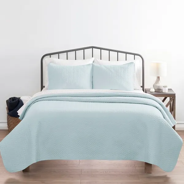 Bedspreads & Coverlets-Kirkland's Home Pale Herring 3-Pc. Queen Quilted Coverlet Set Blue