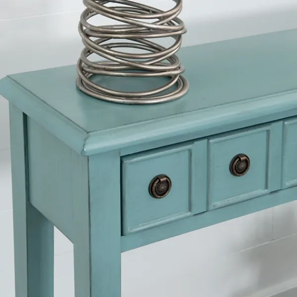 Console Tables-Kirkland's Home Paloma Teal 4-Drawer Console Table Green