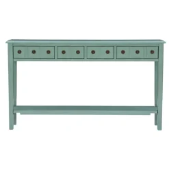 Console Tables-Kirkland's Home Paloma Teal 4-Drawer Console Table Green