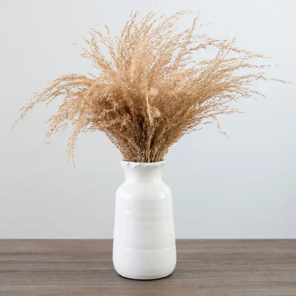 Arrangements & Greenery-Kirkland's Home Pampas Grass Bouquet In White Ceramic Vase Tan/White
