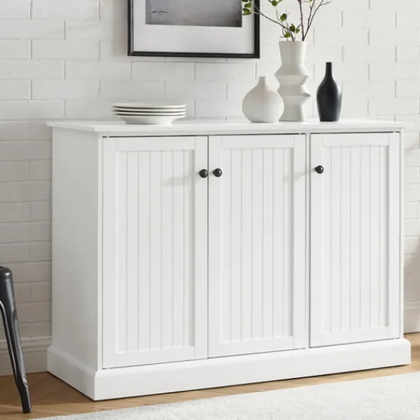 Cabinets & Sideboards-Kirkland's Home Paneled 3-Door Sideboard Cabinet White