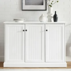 Cabinets & Sideboards-Kirkland's Home Paneled 3-Door Sideboard Cabinet White
