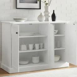 Cabinets & Sideboards-Kirkland's Home Paneled 3-Door Sideboard Cabinet White