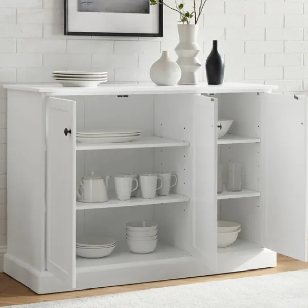 Cabinets & Sideboards-Kirkland's Home Paneled 3-Door Sideboard Cabinet White