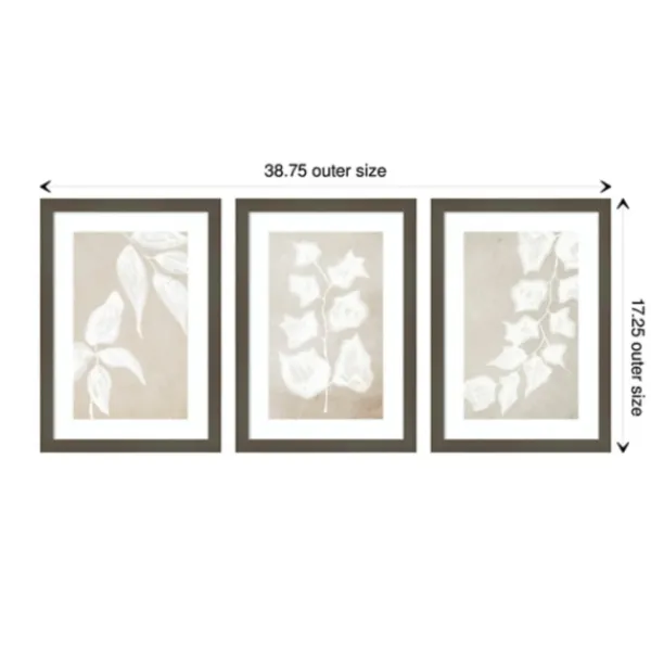 Framed Art-Kirkland's Home Paper Bark 3-Pc. Framed Wall Art Set White/Tan