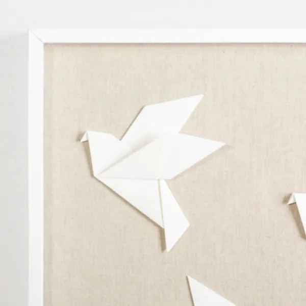 Wall Plaques-Kirkland's Home Paper Origami Birds Shadowbox Wall Plaque White/Tan