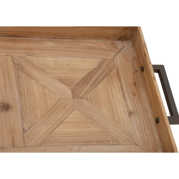 Decorative Trays-Kirkland's Home Parquet Fir Wood Decorative Tray Tan