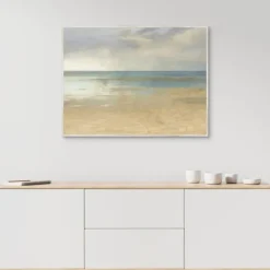 Canvas Art-Kirkland's Home Pastel Seascape Framed Canvas Art Print Blue/Gray/Tan