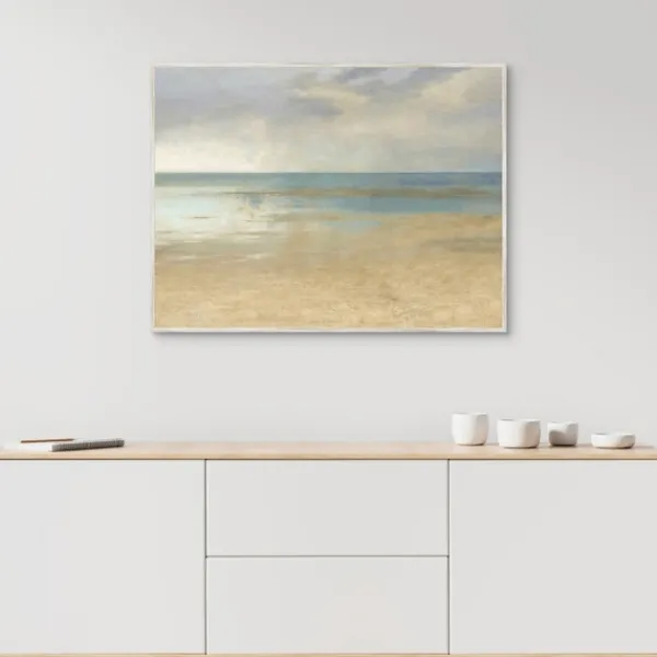Canvas Art-Kirkland's Home Pastel Seascape Framed Canvas Art Print Blue/Gray/Tan