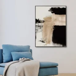 Canvas Art-Kirkland's Home Path Abstract Framed Canvas Art Print White/Tan/Black