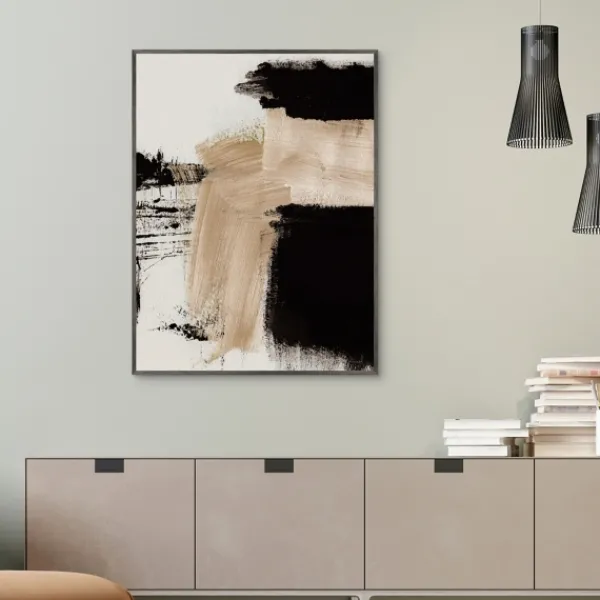 Canvas Art-Kirkland's Home Path Abstract Framed Canvas Art Print White/Tan/Black