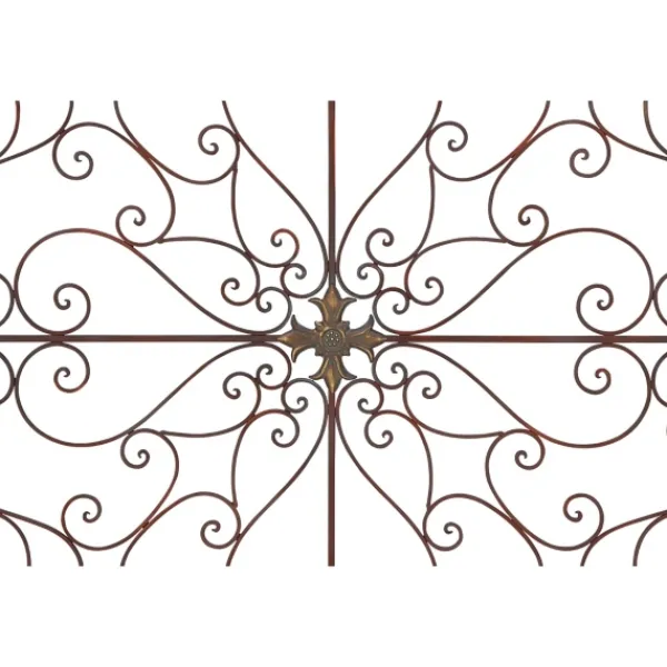 Wall Plaques-Kirkland's Home Patina Metal Floral Crest Wall Plaque Brown