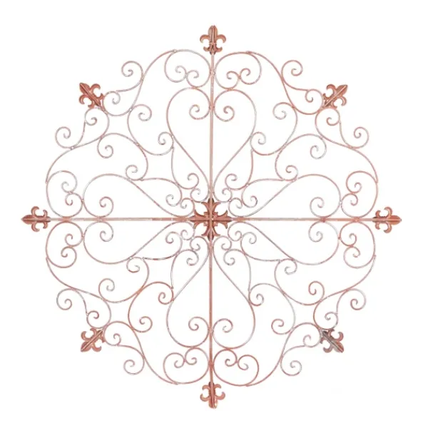 Wall Plaques-Kirkland's Home Patina Metal Floral Crest Wall Plaque Brown