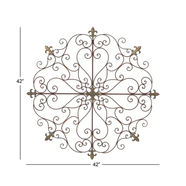 Wall Plaques-Kirkland's Home Patina Metal Floral Crest Wall Plaque Brown