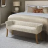 Benches & Ottomans-Kirkland's Home Patterned Short Wingback Upholstered Bench Ivory