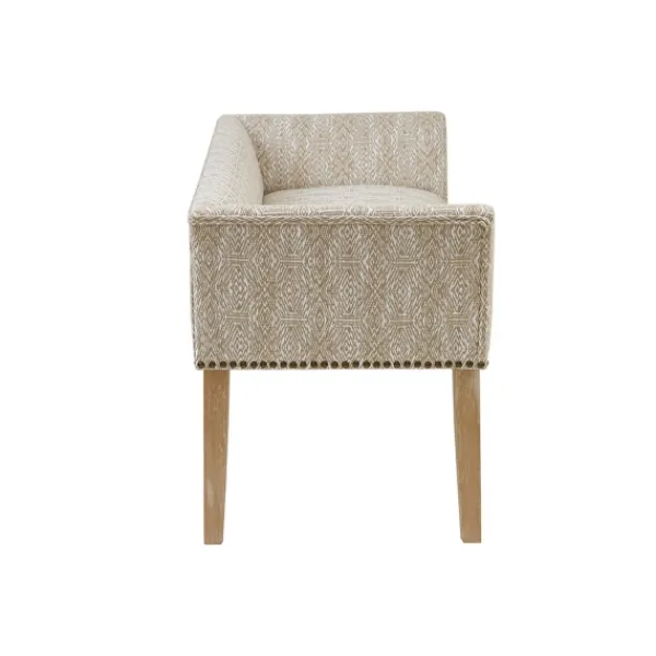 Benches & Ottomans-Kirkland's Home Patterned Short Wingback Upholstered Bench Ivory
