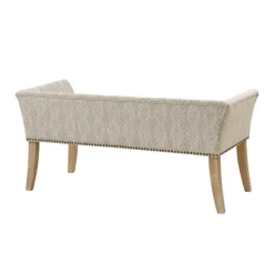 Benches & Ottomans-Kirkland's Home Patterned Short Wingback Upholstered Bench Ivory
