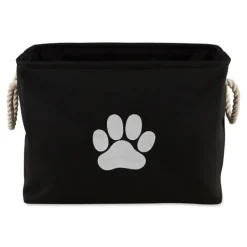 Baskets & Boxes-Kirkland's Home Paw Print Rectangle Pet Basket Black