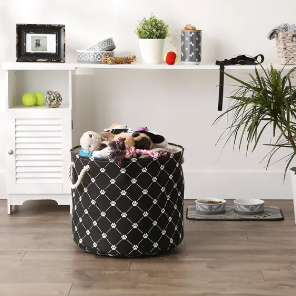 Baskets & Boxes-Kirkland's Home Paw Trellis Round Basket, 18 In. Black