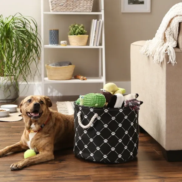 Baskets & Boxes-Kirkland's Home Paw Trellis Round Basket, 15 In. Black