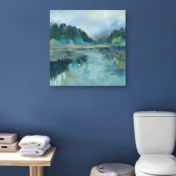 Canvas Art-Kirkland's Home Peaceful Space Canvas Art Print, 30X30 In. Blue/Green