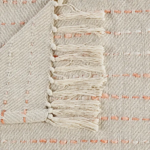 Blankets & Throws-Kirkland's Home Peach Shimmer Stripe Woven Throw Pink/White/Tan