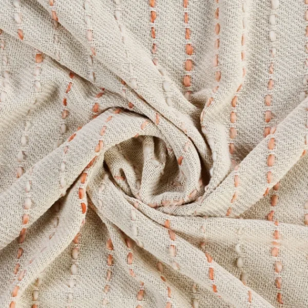 Blankets & Throws-Kirkland's Home Peach Shimmer Stripe Woven Throw Pink/White/Tan