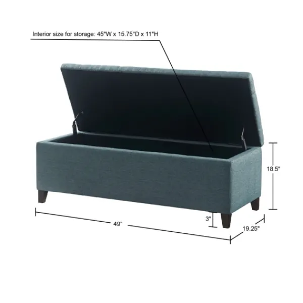 Benches & Ottomans-Kirkland's Home Peacock Button Tufted Storage Bench Blue
