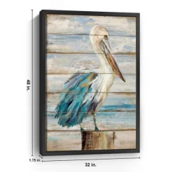 Canvas Art-Kirkland's Home Pelican Shiplap Framed Canvas Art Print, 32X48 In. Blue/White