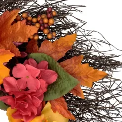 Wreaths-Kirkland's Home Peony And Mum Floral Wreath Yellow/Red/Orange
