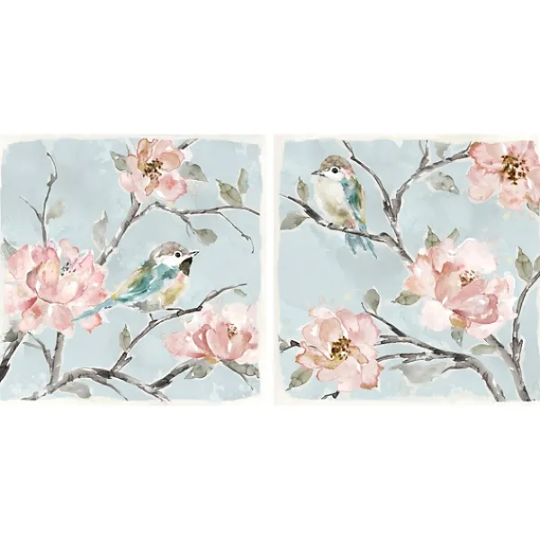 Canvas Art-Kirkland's Home Perched By Pinks Giclee Canvas Prints, Set Of 2 Pink/Blue