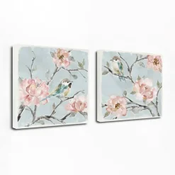 Canvas Art-Kirkland's Home Perched By Pinks Giclee Canvas Prints, Set Of 2 Pink/Blue