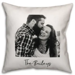 Pillows-Kirkland's Home Personalized Black And White Pillow Black/White