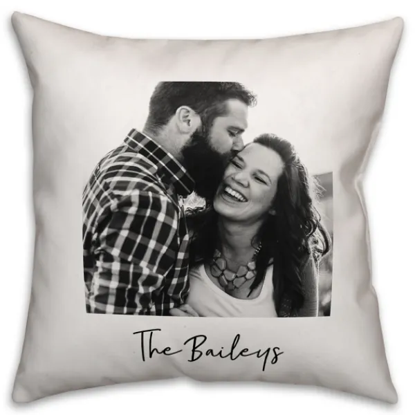 Pillows-Kirkland's Home Personalized Black And White Pillow Black/White