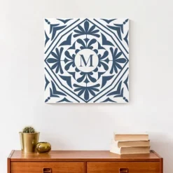 Monogram Wall Decor-Kirkland's Home Personalized Blue Tile Monogram Wall Plaque Blue/White